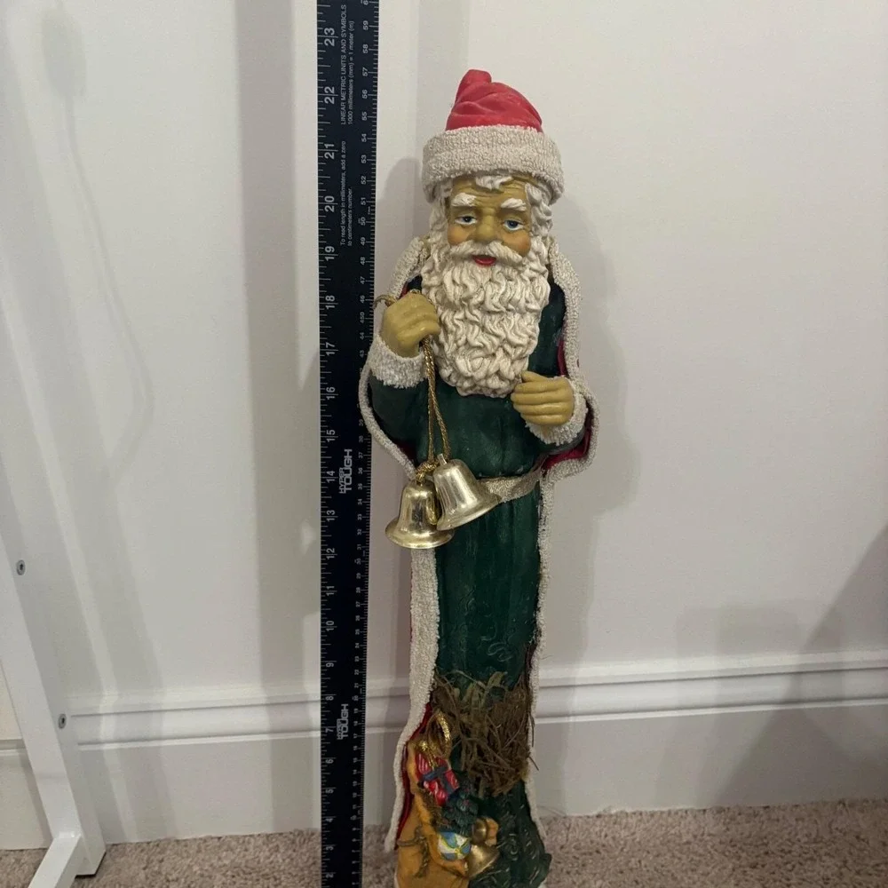 Vintage‎ Handcrafted Santa With Bells & Toy Bag 22